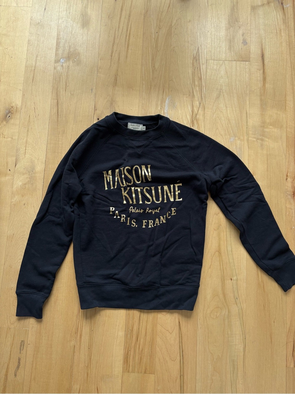 Maison Kitsuné Palais Royal Black & Gold Crewneck Sweatshirt